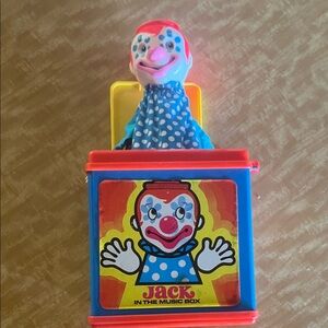 Mattel Jack in the Box Clown Toy - Blue and Red 1971 / 1976